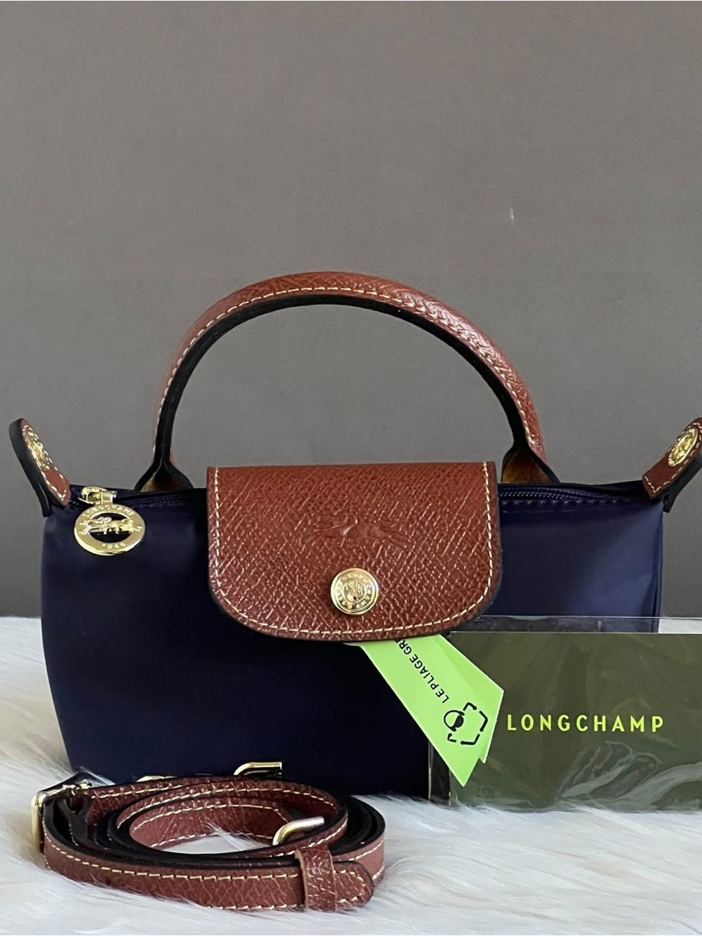 Longchamp XS Le Pliage Original Pouch with Strap - Picture 12 of 13
